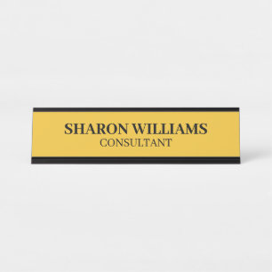 Placa De Nombre Escritorio minimalista amarillo profesional elegan