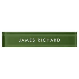 Placa De Nombre Escritorio Minimalista de oficina verde profesiona