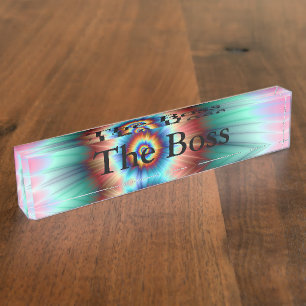 Placa De Nombre Escritorio Nameplate Tie Dye Comet