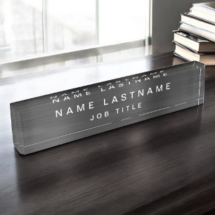 Placa De Nombre Escritorio negro metálico elegante profesional