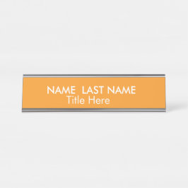Placa De Nombre Escritorio personalizado naranja elegante y simple