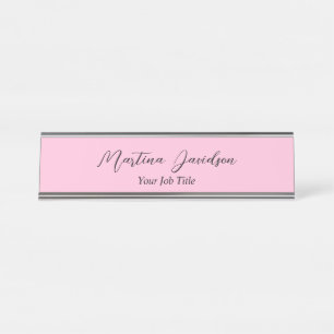 Placa De Nombre Escritura creativa rosa personalizada