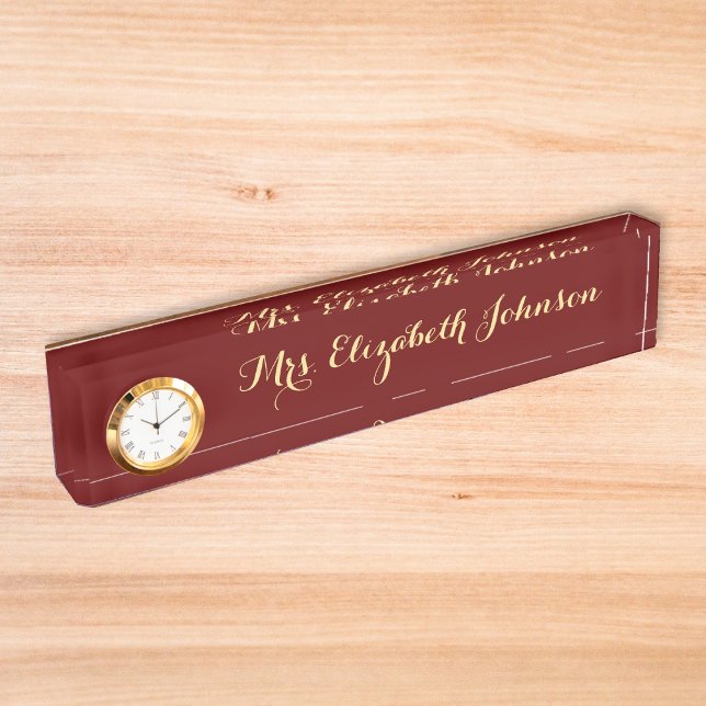 Placa De Nombre Escuela de personalizado Profesional Elegante de G (Custom Professional Elegant Script Teacher School Desk Name Plate)
