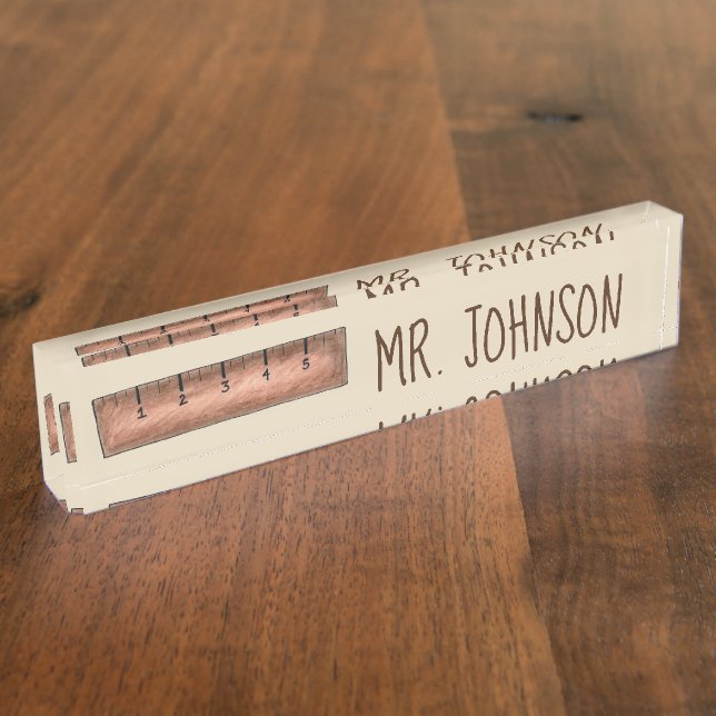 Placa De Nombre Escuela de Ruler de Madera Suministra Educación de (Lateral)