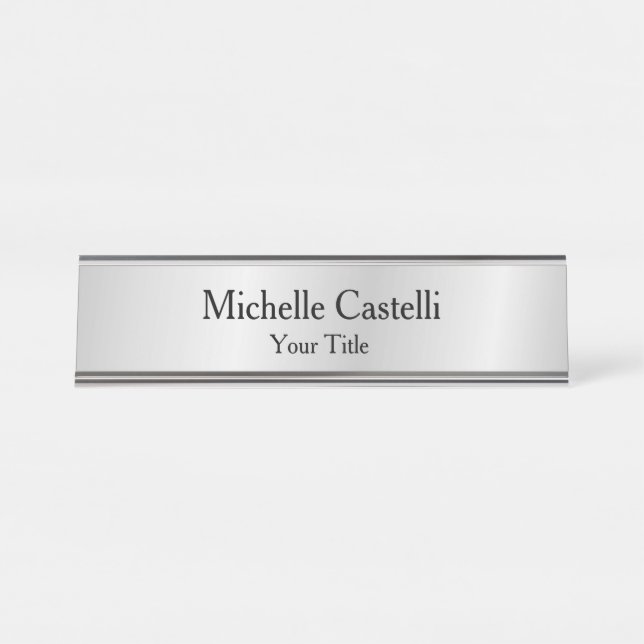 Placa De Nombre Esencial Clásica Simple Profesional SmiLver Gray (Anverso)