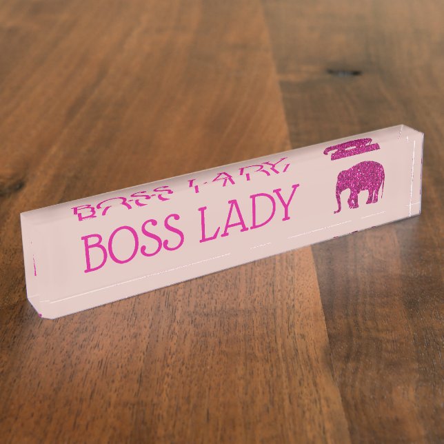 Placa De Nombre Espeluznante rosa brillante Elefante gordo Jefe La (Lateral)