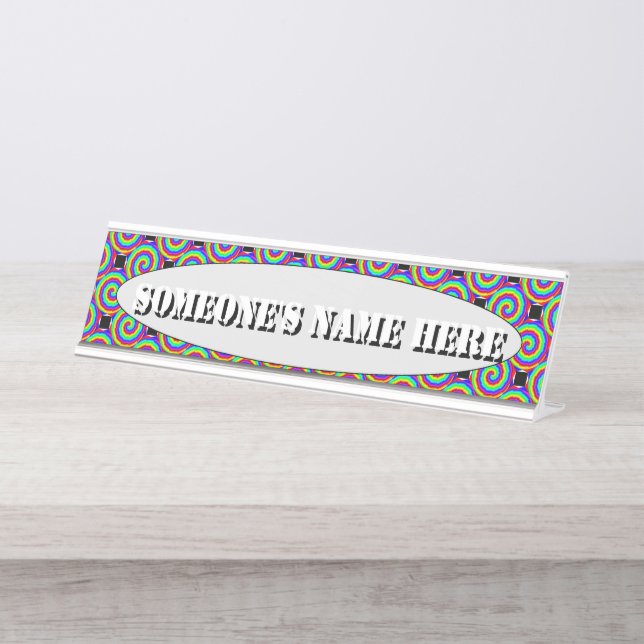 Placa De Nombre Espiral arcoiris de Kenneth Yoncich (Anverso)