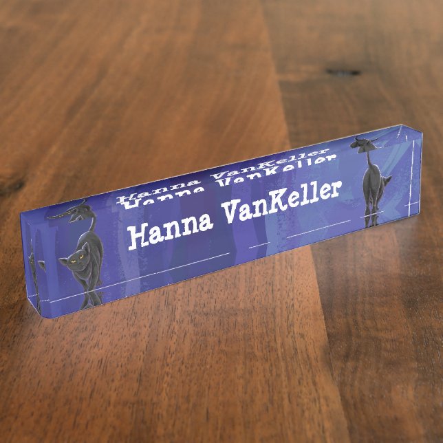 Placa De Nombre Estacionamiento de gato negro (Lateral)