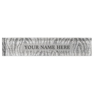 Placa De Nombre Estampado de cebra gris plateado blanco Glam Perso