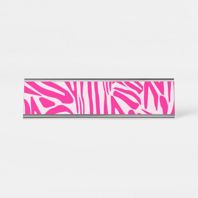 Placa De Nombre Estampado de cebra rosa (Anverso)