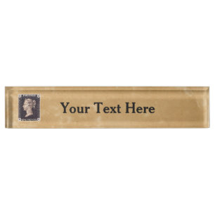Placa De Nombre Estampilla Penny Black Postage