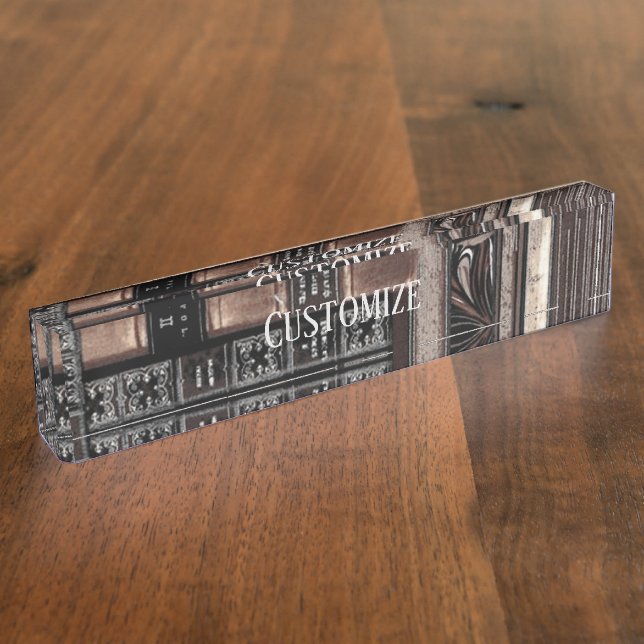 Placa De Nombre Estante de librería del vintage (Lateral)