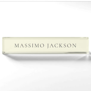Placa De Nombre Estética moderna minimalista de color beige