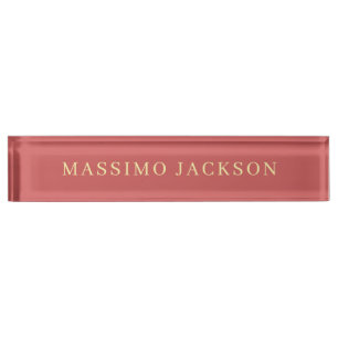 Placa De Nombre Estética Moderna Minimalista Llana Rojo Indio