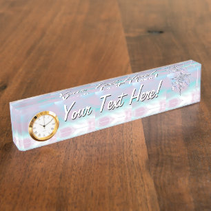 Placa De Nombre Estilo cromado RN Caduceus Aspecto de Perla Madre 