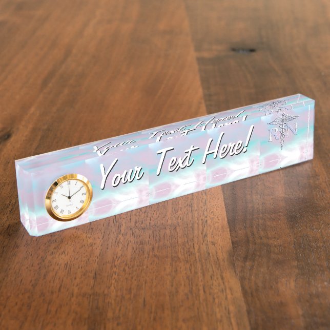 Placa De Nombre Estilo cromado RN Caduceus Aspecto de Perla Madre  (Lateral)