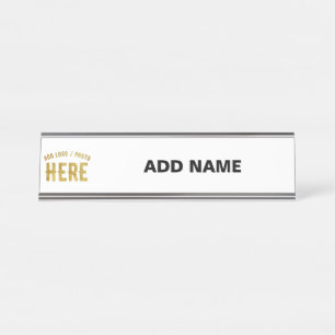 PLACA DE NOMBRE ESTILOSO MODERNO PERSONALIZABLE BLANCO VERIFICADO