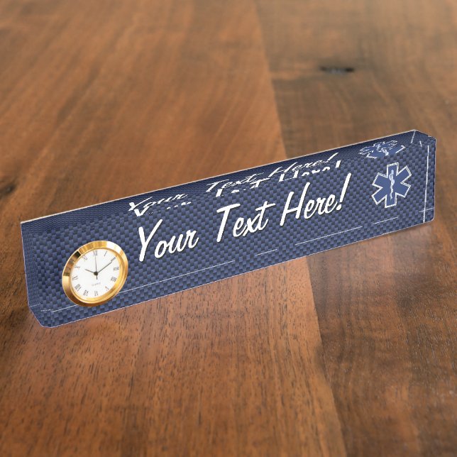 Placa De Nombre Estrella de la vida SOMA paramédico en fibra de ca (Lateral)