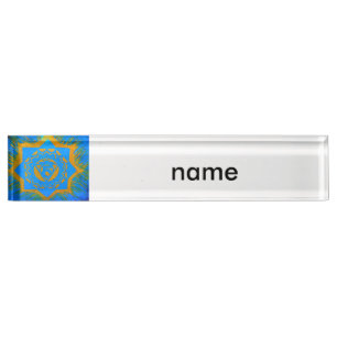 Placa De Nombre estrella tántrica de oro azul