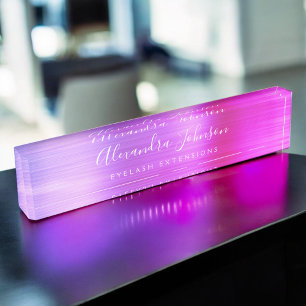 Placa De Nombre Extensiones Ombre Rosa Púrpura Eyelash Extensiones