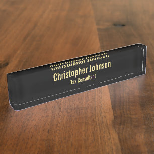 Placa De Nombre Falso oro negro profesional personalizado