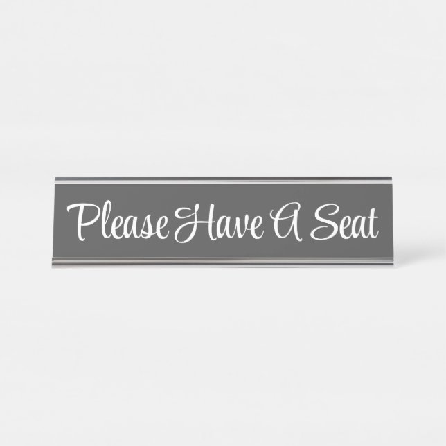 Placa De Nombre Fancy "Por Favor, Toma Un Asiento" (Anverso)