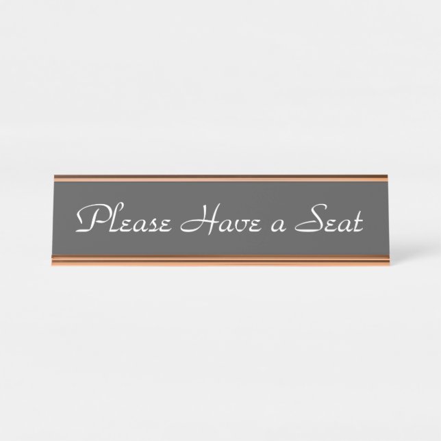 Placa De Nombre Fancy "Por favor, toma un asiento" (Anverso)