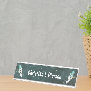 Placa De Nombre Fantasmas Elegantes con Sombreros de Copa y Baston
