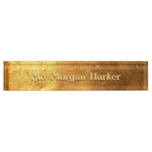Placa De Nombre Faux Brushed Gold grabado
