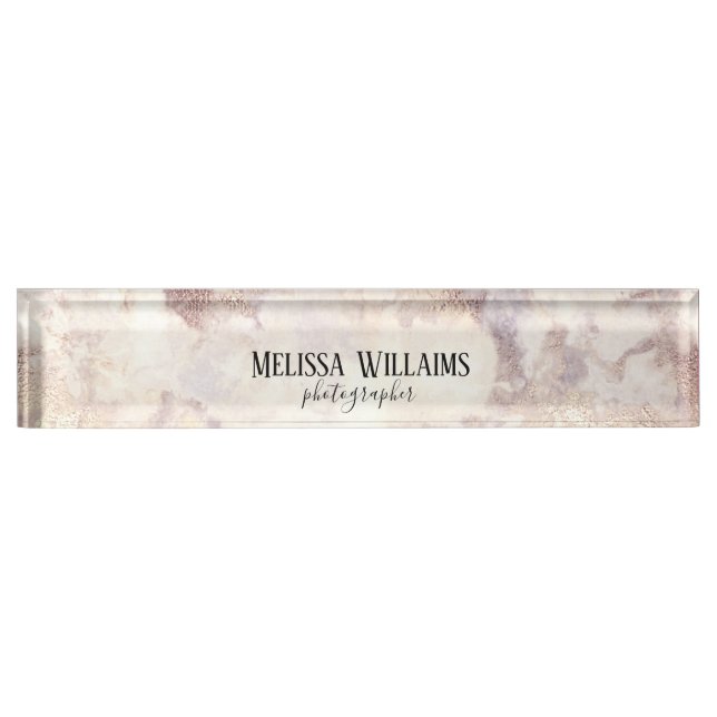 Placa De Nombre Faux Gold Marble Business Desk Nameplate (Anverso)