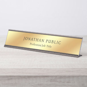 Placa De Nombre Faux Gold Modern Design Personalizado Plantilla