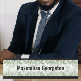 Placa De Nombre Faux Green Gold Marble