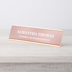 Placa De Nombre Faux Rosa Gold Professional Desk/ Hanging Business