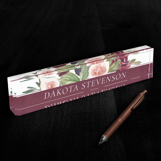 Placa De Nombre Fibras en Blogueo | Elegante acuarela Floral y nom (Subido por el creador)