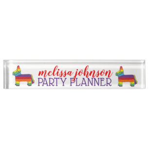 Placa De Nombre Fiesta Animal Rainbow Donkey Piñata Fiesta Planner