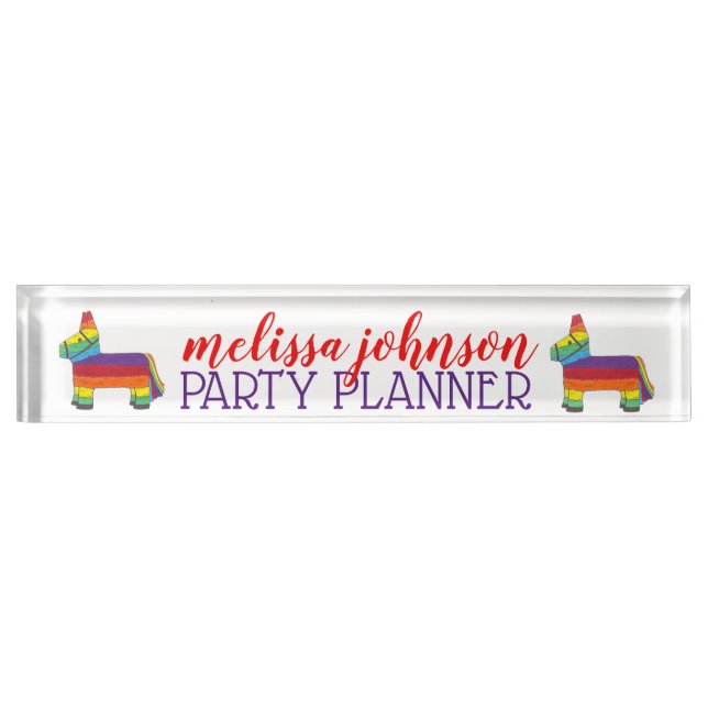 Placa De Nombre Fiesta Animal Rainbow Donkey Piñata Fiesta Planner (Anverso)