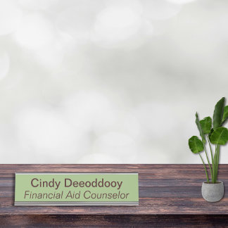 Placa De Nombre Financial Aid Counselor Sage Green