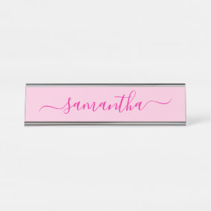 Placa De Nombre Firma femenina rosa caliente