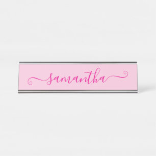 Placa De Nombre Firme Cute Rosa Caliente