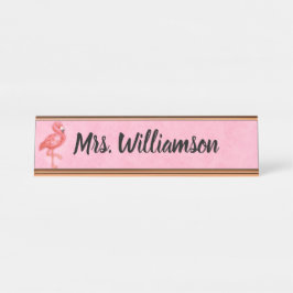 Placa De Nombre Flamenco rosado profesional del educador del