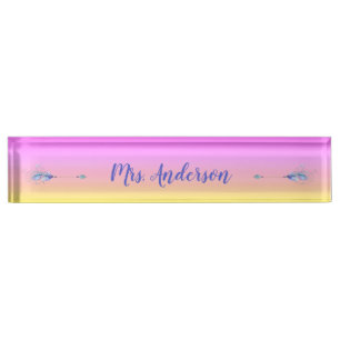 Placa De Nombre Flechas de Boho de doble plumón personalizadas