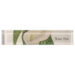 Placa De Nombre Flor cosechada Calla Lily Green se cierra