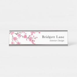 Placa De Nombre Flor de cerezo | Nombre + Título