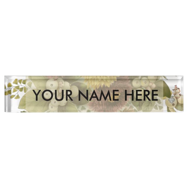 Placa De Nombre Flor de crisantemo Flor Flor Floral (Anverso)