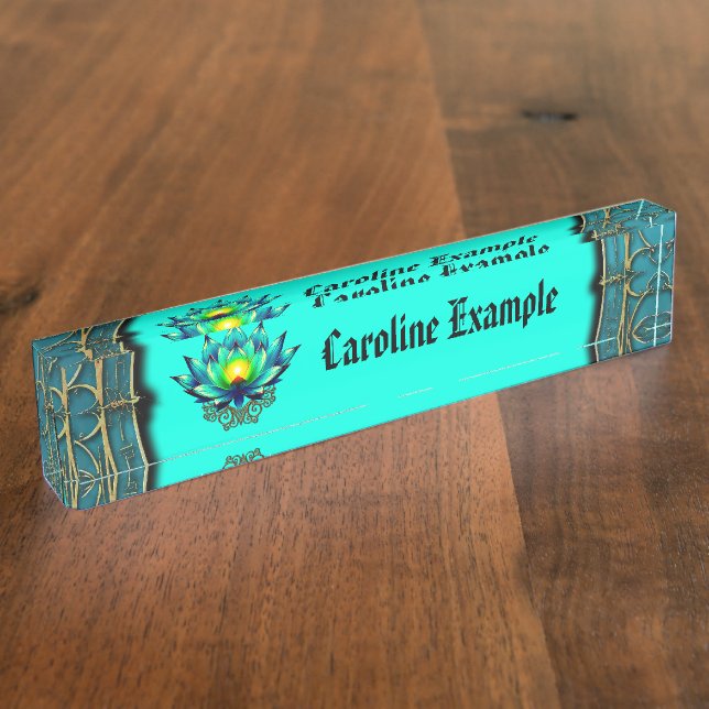 Placa De Nombre Flor de elegancia, Mystic Lotus. (Lateral)