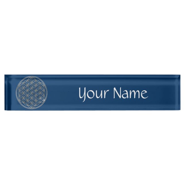 Placa De Nombre Flor de vida / Blume des Lebens - SILVER (Anverso)