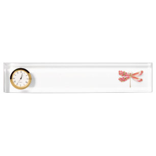 Placa De Nombre Flor libélula con sakura de joyas