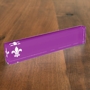 Placa De Nombre Flor morada y blanca de Lys