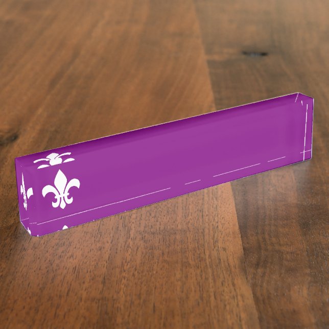 Placa De Nombre Flor morada y blanca de Lys (Lateral)