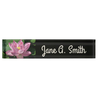 Placa De Nombre Flor rosa Lotus IV